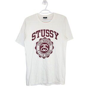 Y2k Stussy varsity logo graphic shirt white size s